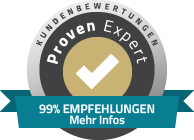 ProvenExpert Siegel mit 99 Prozent Empfehlungen